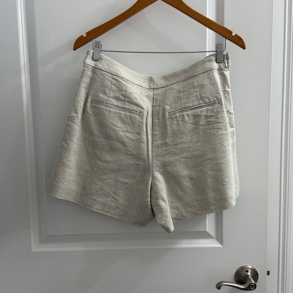Ann Taylor High Waist Linen Blend Cream Shorts - Picture 2 of 3